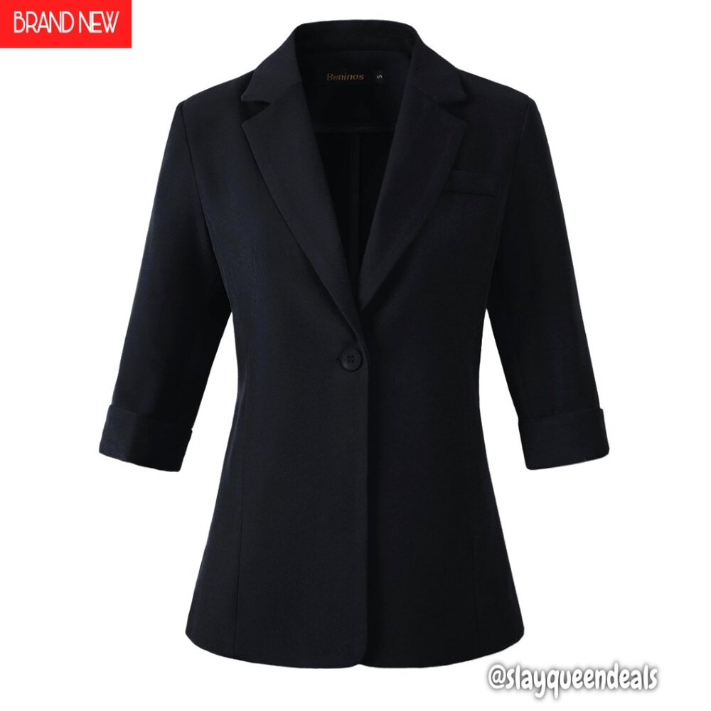 Lightweight 3/4 Sleeve Blazer, Business Casual, Recycled Material, Office Wear